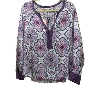 Anthropologie Odd Molly women blouse Paisley purple casual office boho Y2K retro